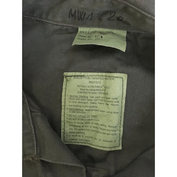 MASH Tv Show Mens Size XXL HAWKEYE Olive Green Army Collared Long Sleeved Shirt - Picture 5 of 6